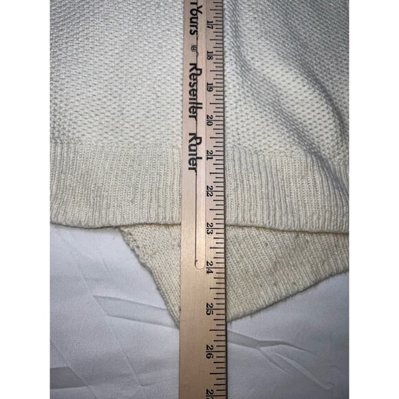 Madewell Province Sweater Womens Size S Cream/ Gray 2-tone Open Back Waffle Knit - Picture 7 of 14
